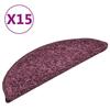 VidaXL Tapis d'escalier 15 pièces 56 x 17 x 3 cm Violet foncé Demi-rond 322384