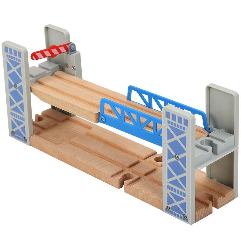 Wooden Train Tracks Railway Toys Set Wooden Double Deck Bridge Wooden Accessories Overpass Model for Kids Toys Gifts