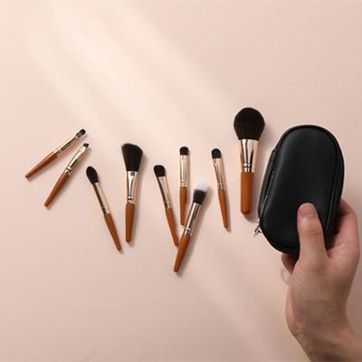 9 Stück tragbares Make-up-Pinsel-Set Mini-Kosmetikpinsel Puder Foundation Rouge Blooming Augenbrauen Lidschatten Verblendpinsel Set