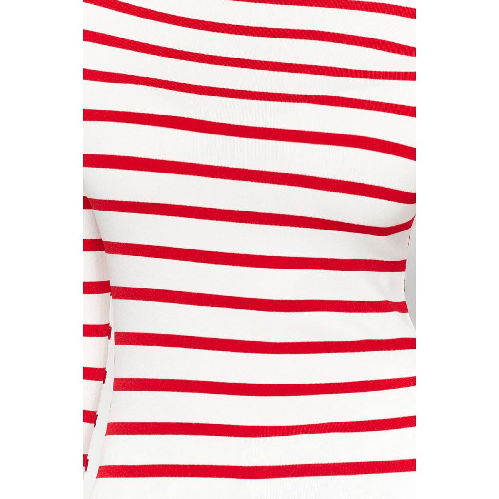 Marineblau gestreifte, hochwertige, weiche Strickbluse mit U-Boot-Ausschnitt und taillierter Passform Twoaw24bz00227