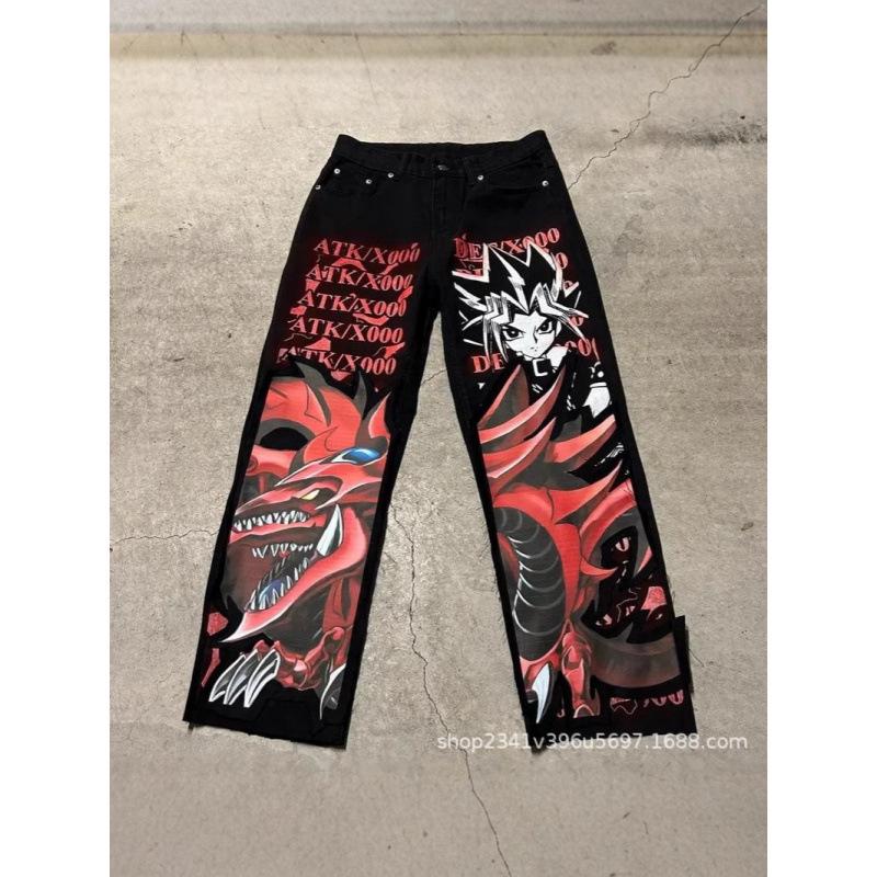 

Gun Girl Print Y2K Loose Fit Harajuku Hip Hop Jeans for Men M