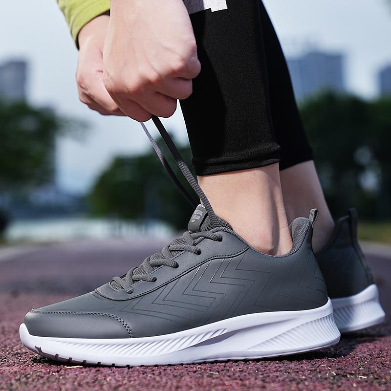 Men's shoes lace-up casual shoes New student sports shoes non-slip waterproof leather top wear-resistant running shoes