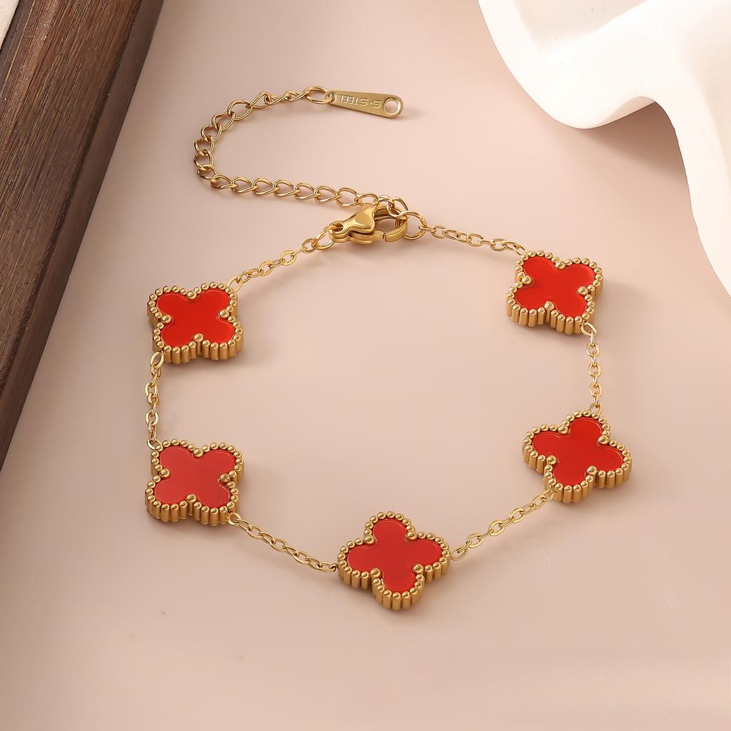 13mm Four-Leaf Clover 18k Bracelet Lucky Clover Simple and Versatile Non-Fading Titanium Steel Jewelry