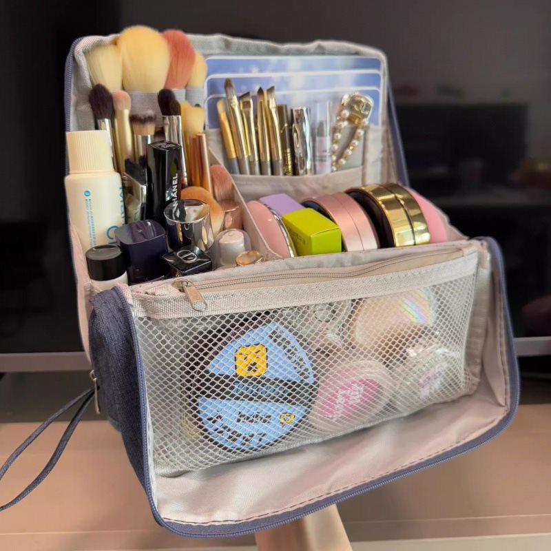 

Style Girl Large Capacity Travel Makeup Bag with Handle - Compartmentalized & Stand-Up Design, Durable Oxford Cloth