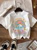 Girl T-Shirt Retro Vacation Colorful Marine Life Beach Print Casual Round Neck Short Sleeve T-Shirt Summer Kids Boys Girls Tops