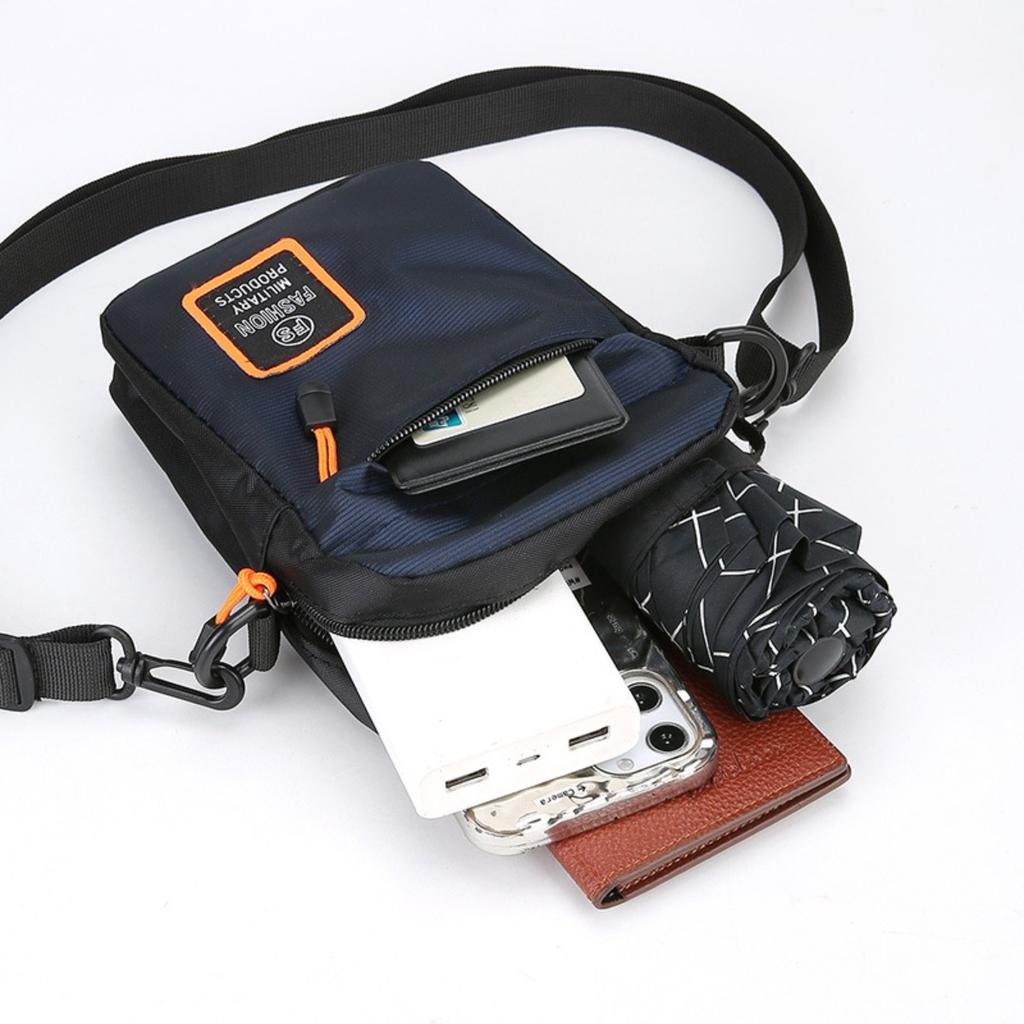 Neutral Square Bag, Simple Texture, Lightweight Oxford Cloth Bag, Shoulder Bag, Men's Business Multi-layer Zipper Crossbody Bag