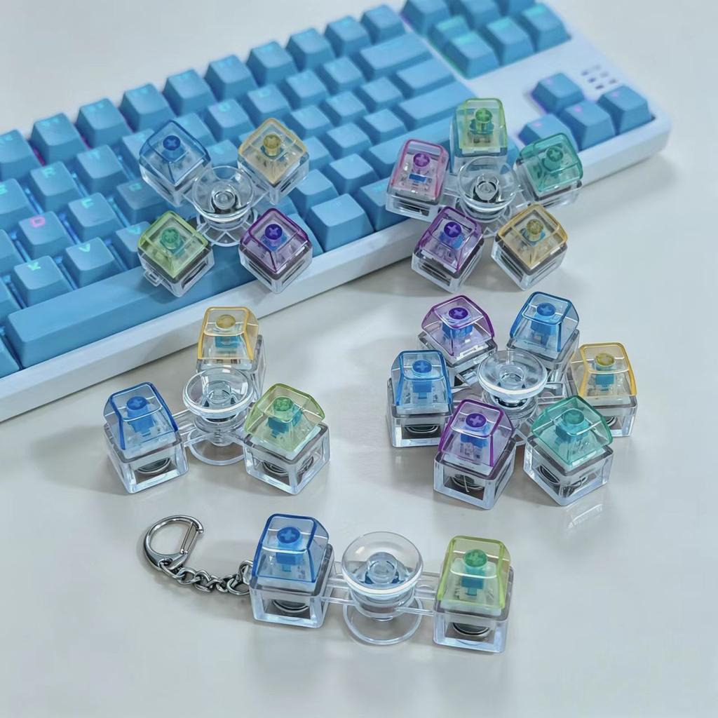 235 Keys LED Light Up Fidget Spinner Keychain Mechanical Button Clicker Stress Relief Sensory Fidget Toy for ADHD Autism Adult