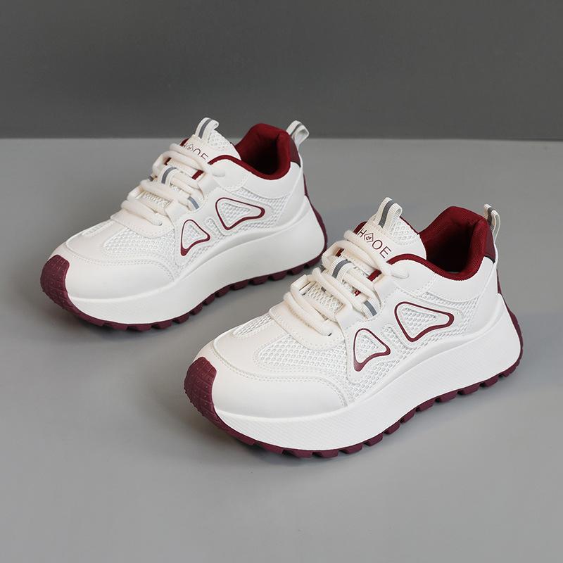 Autumn New Chunky Shallow Women Sneakers Designer All-match Mesh Breathable Casual Vulcanized Shoes Lace-up Female Running Shoes