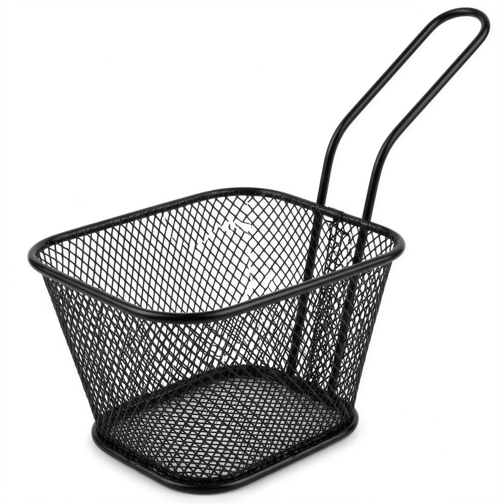 Steel Fries Basket Black 350 Ml Painted For Serving 18×10.5×6.5
