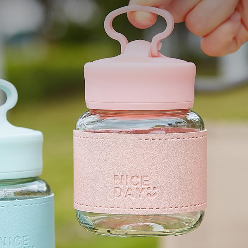 Portable Small Water Glass Glass Juice Glass Portable To Go High Appearance Level Chubby Cup Cute Cup Mobile Phone Holder Cup