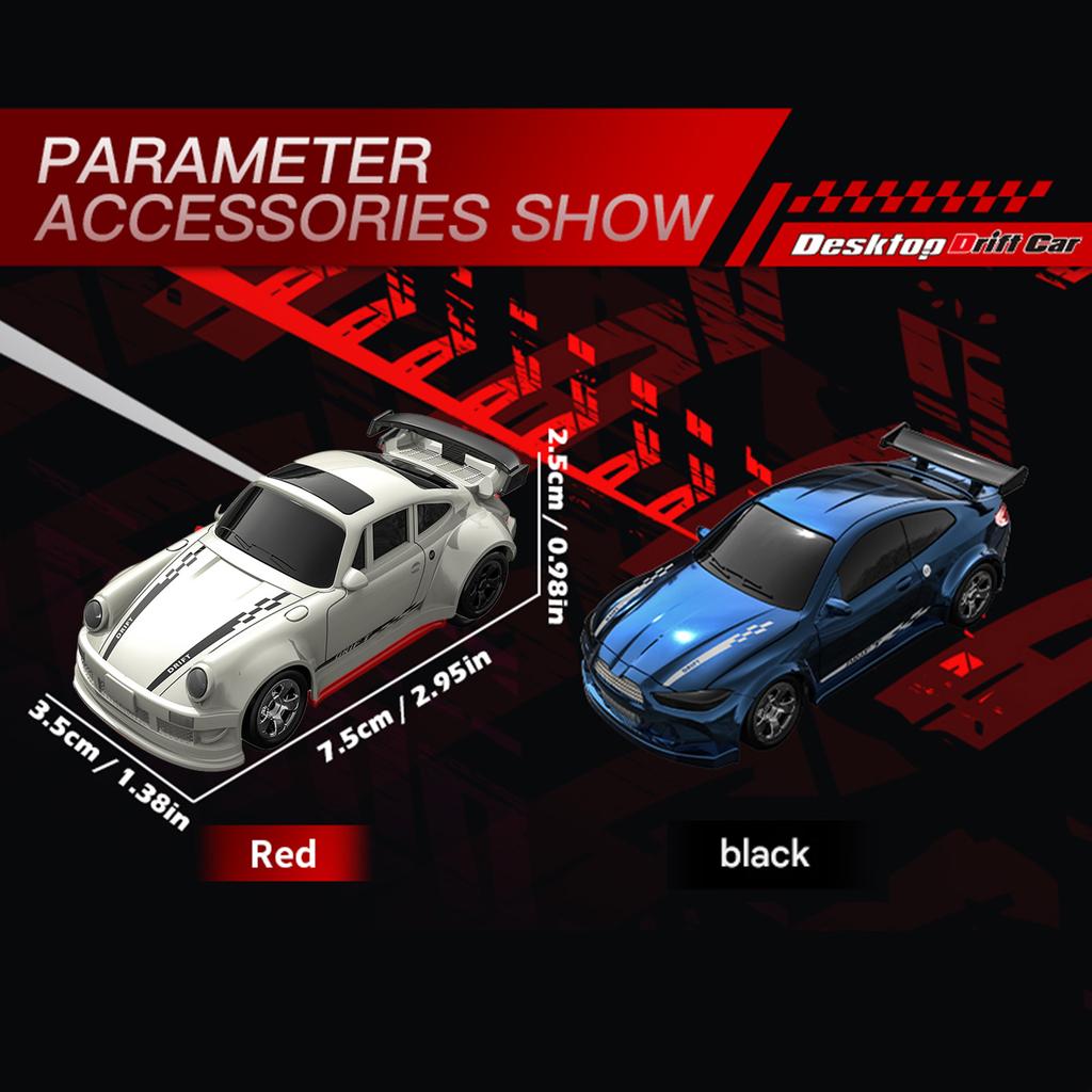 1/64 RC Drift Car Racing Remote Control Desktop Full Scale Drift Car 4WD Mini Children's Toy with Light