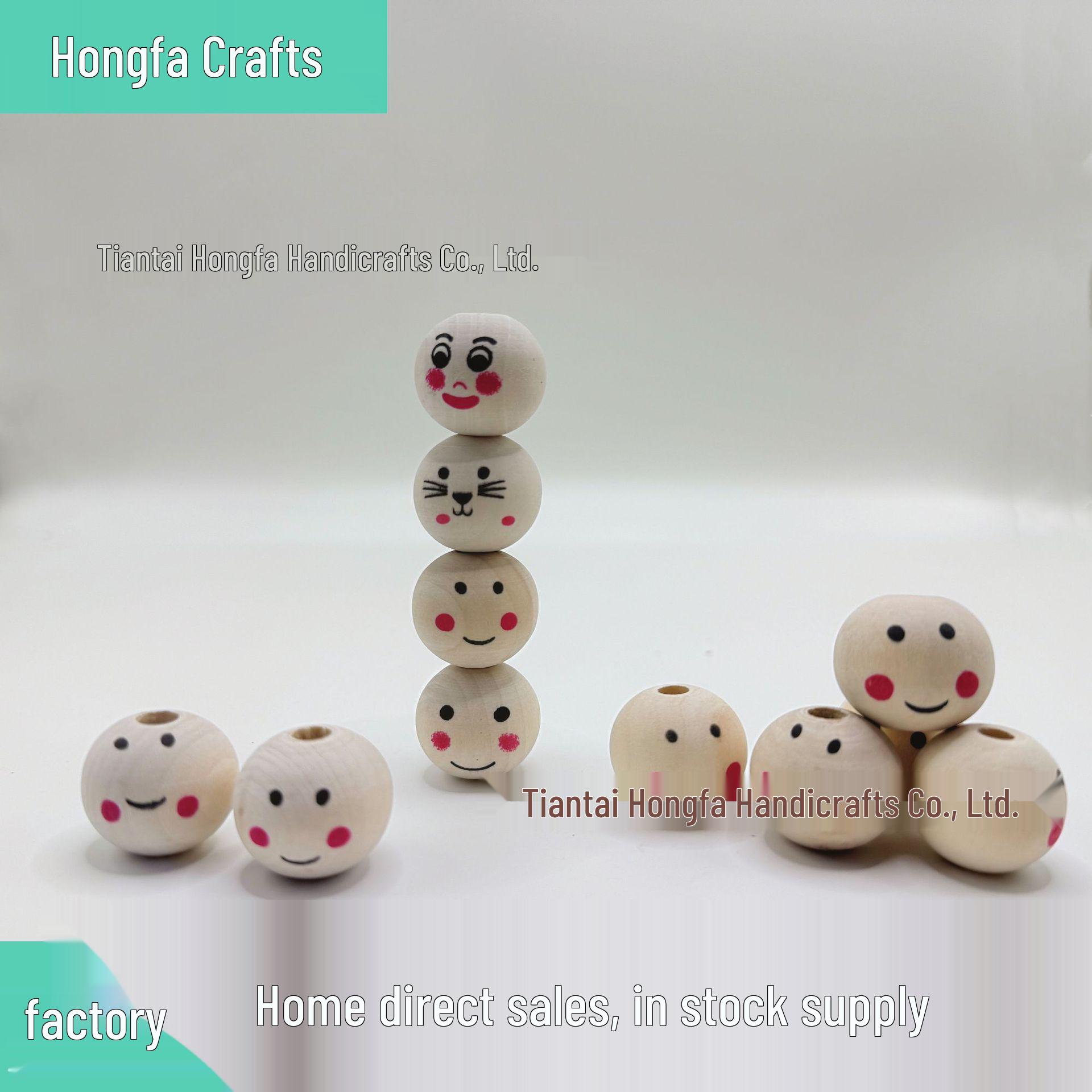 

Natural Smiley Face Beech Wood Beads, 20mm Round, for DIY Jewelry Accessories Natural Color Bead