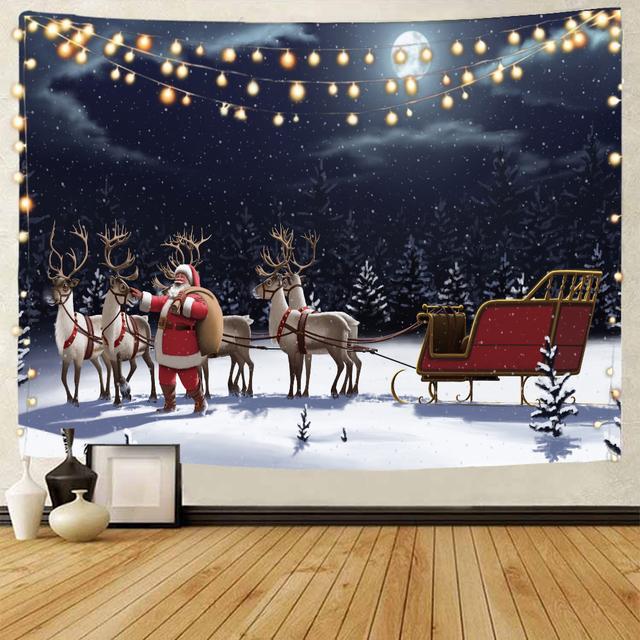 Santa Claus Christmas Snow Scenery Tapestry Χριστουγεννιάτικο φόντο Διακοσμητικό Ταπετσαρία Χριστουγεννιάτικο Διακόσμηση φόντου σπιτιού