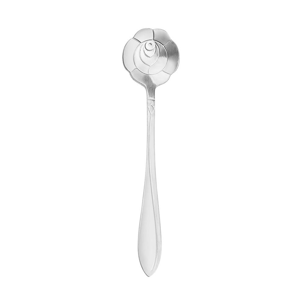 Gold Plated Christmas Flower Mixing Spoon - Japanese Stainless Steel Coffee Stirrer with Custom Logo Option.