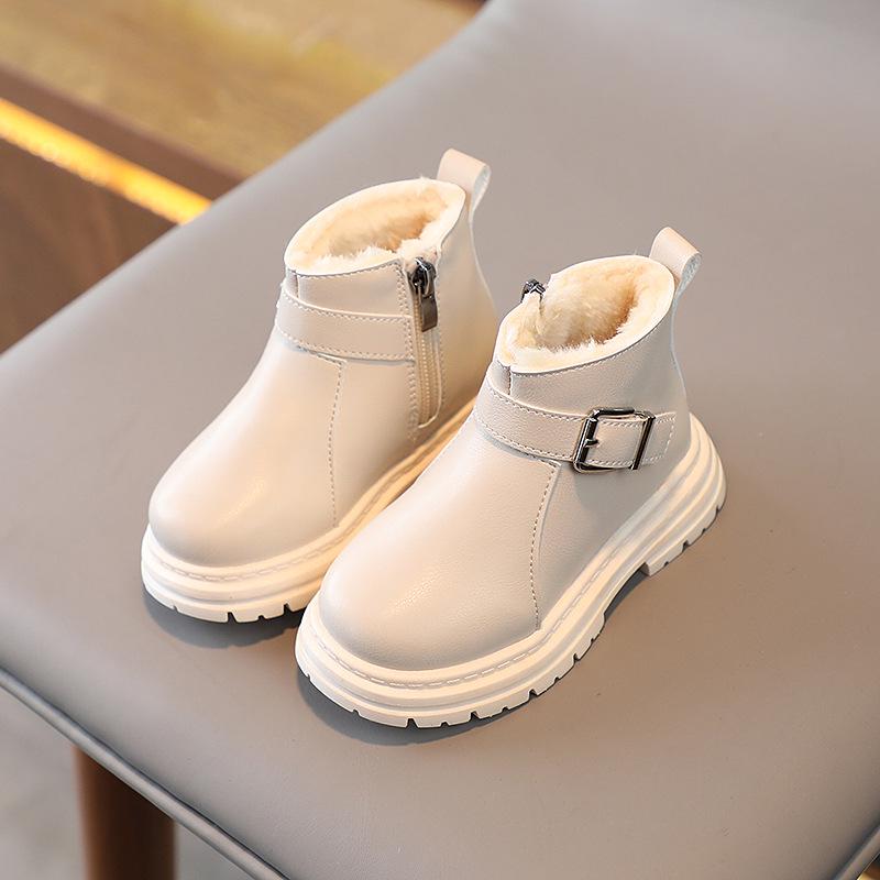 British-Style Kids' Winter Boots: Fleece-Lined, Soft-Soled Cotton for Boys & Girls, Martin Design.