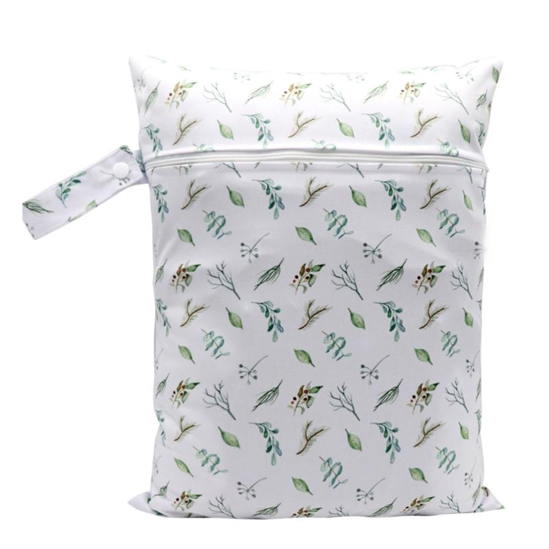 Compact & Lightweight Baby Diaper Bag Cute Cartoon Print Wet Dry Nappy Storage Bag with Handle for Fashionable Parents