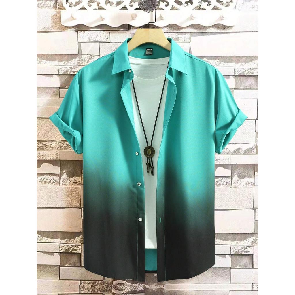 Men's Shirts, Summer Clothing, Gradient Design Patterns, 3D Printed Shirts, Short Sleeved Tops, Street Wear, Casual Hawaiian Shirts