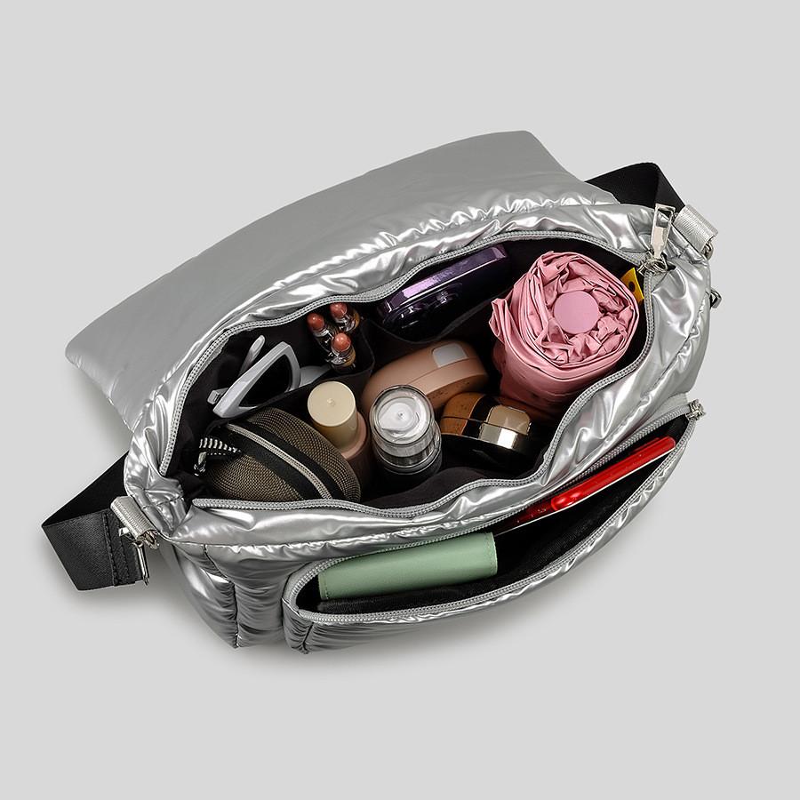 Feminine gepolsterte Schultertasche weiche Tasche luxuriöse Tasche einfarbig Retro-Mode