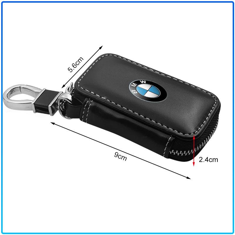 1Pcs Leather Emblem Car Key Case Keychain Zipper Key Case Bag For BMW M Performance 1 3 5 7 Series M3 M4 M5 M6 X1 X3 X5 X6 X7 E30 E34 E36 E39 E4