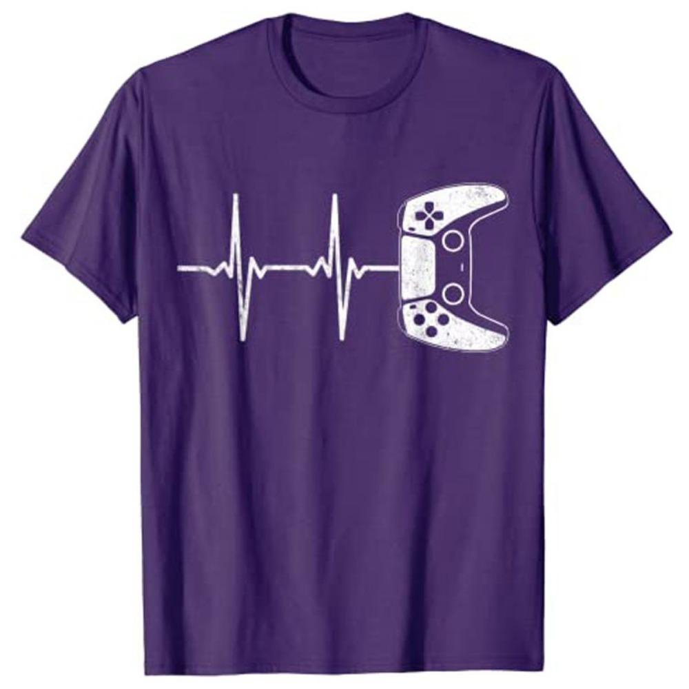 Player Heartbeat T-shirt Fun Video Game Gift Boy Man Player T-shirt Y2k Cute Heart Graphic Clothing Short-sleeved Casual
