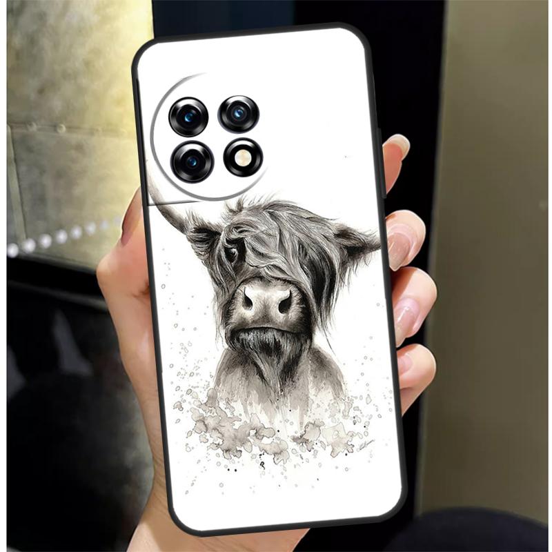 Highland Cow Scottish Art Cover For OnePlus 13 13R 12 12R 11 10 Pro 8T 10T OnePlus Nord 4 CE 3 2 Lite N30 N20 N10 Case