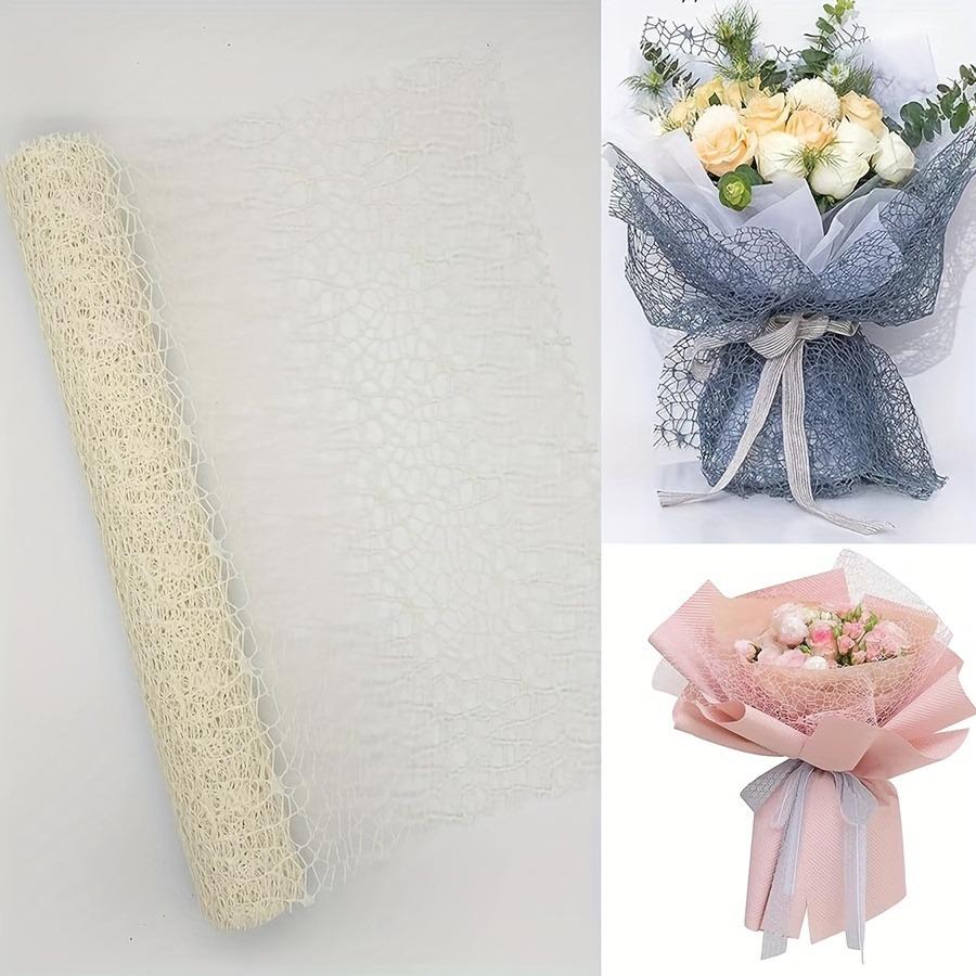 Jacquard Net Mesh Flower Bouquet Wrapping Paper - Elegant Openwork Design for Gift Wrapping and Floral Arrangements