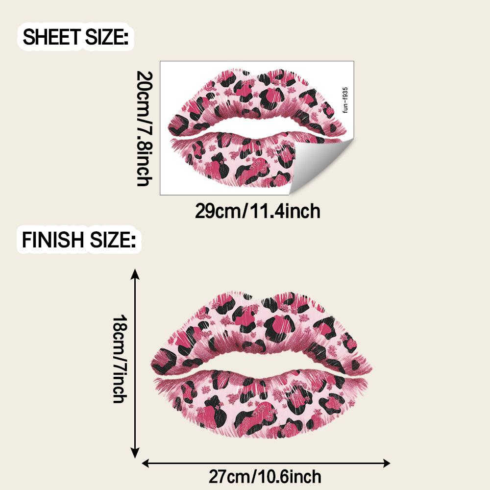 

Креативные розовые леопардовые наклейки для декора стен с красными губами для стен ванной комнаты и спальни