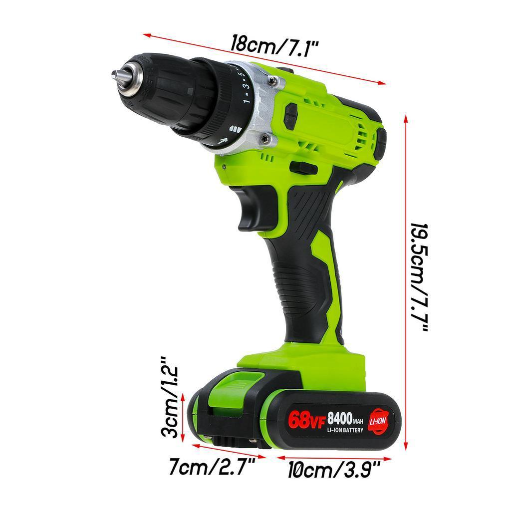 Screwdriver Driver And LED Worklight And 8400mAh Battery  25+1 N.M Electric Cordless Drill 68V