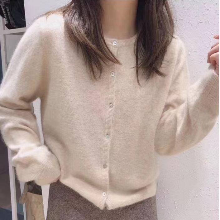 Loose Sweater Coat for Women Solid Color Korean-style Stylish Knitted Cardigan Long-sleeved Fur Coat for Women In Autumn and Winter Cardigan Top