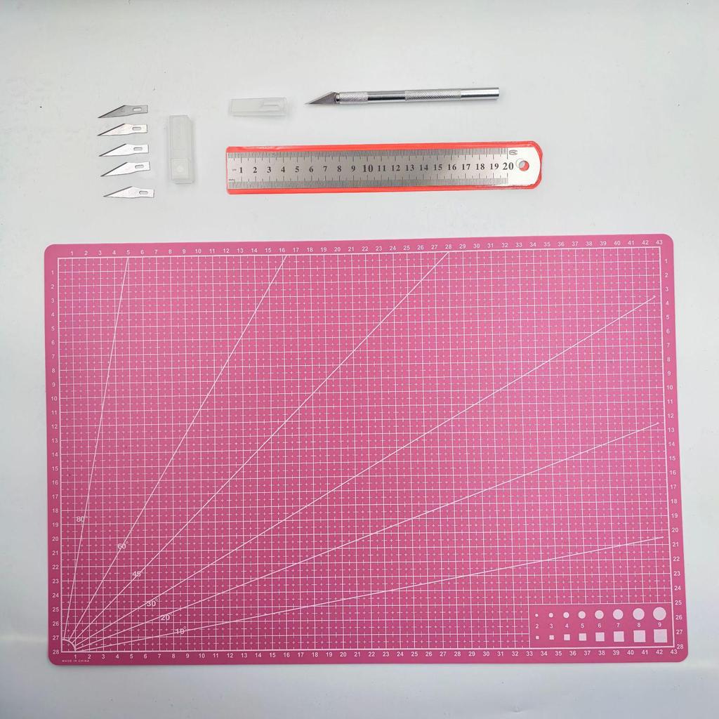 A3/A4/A5 Cutting Board & Stationery Set: Engraving Pen, Ruler, Carving Knife, Mat Board - Multi-piece Handmade Craft Kit