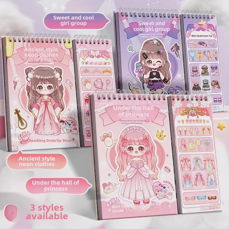 Prinzessinnen-Ankleideaufkleber und Schminkbuch für Mädchen im Alter von 3–6 Jahren