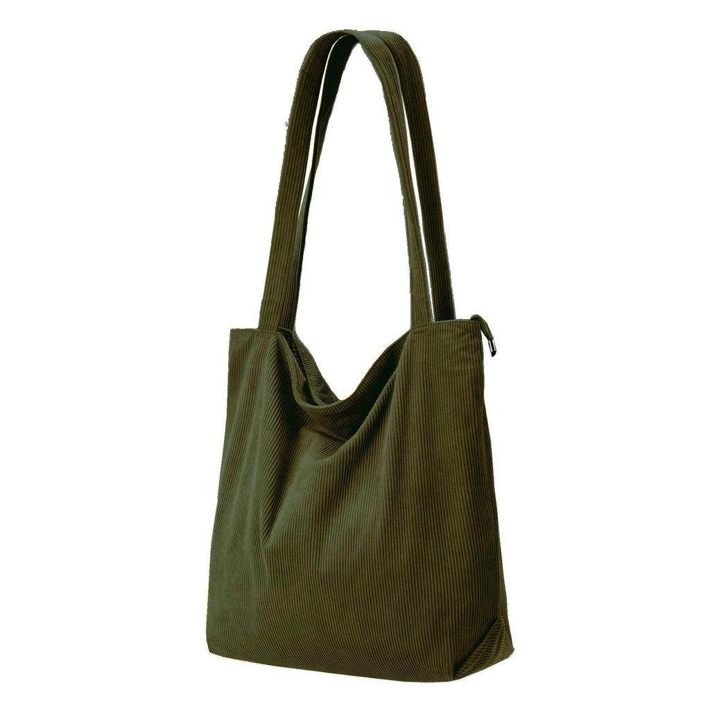 Corduroy Canvas Tote Bag - Large Capacity, Korean Style, Plush Single Shoulder Bag