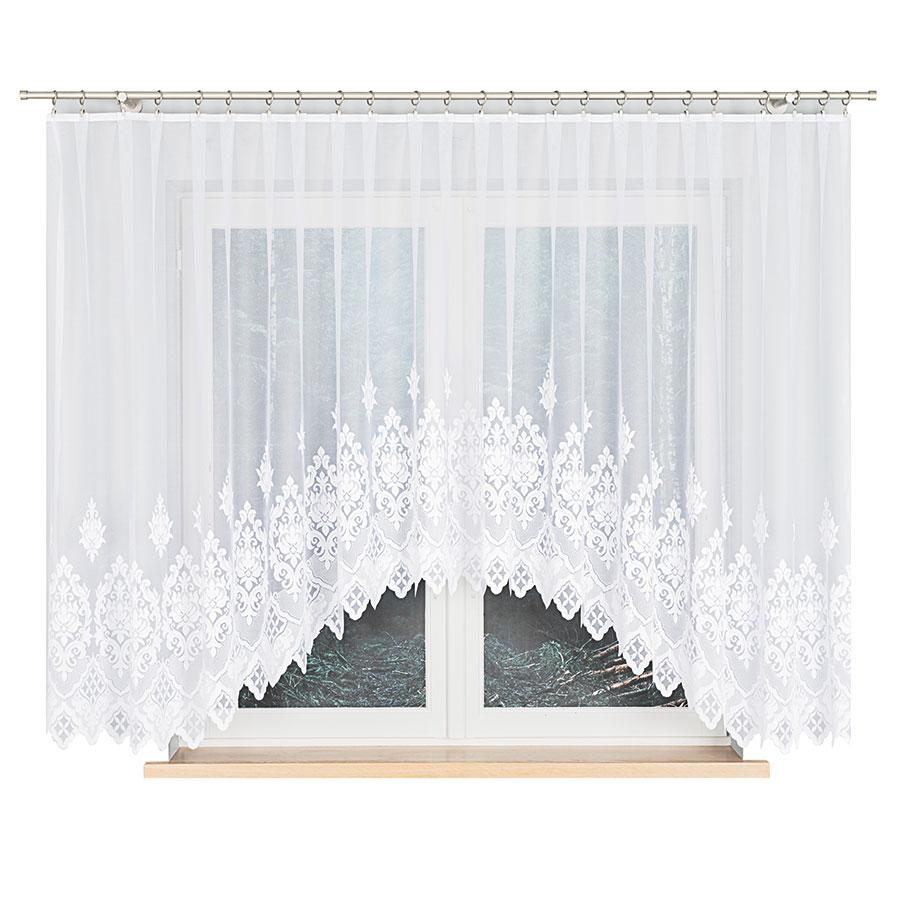 Ludmila - Ready-made Jacquard Curtain with Bottom Cut - - White