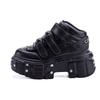 Casual Female Runway Shoes Platform Metal Toe Chunky Sneakers Women Gothic Punk Style Sneakers Rock Design Black Walking Shoes