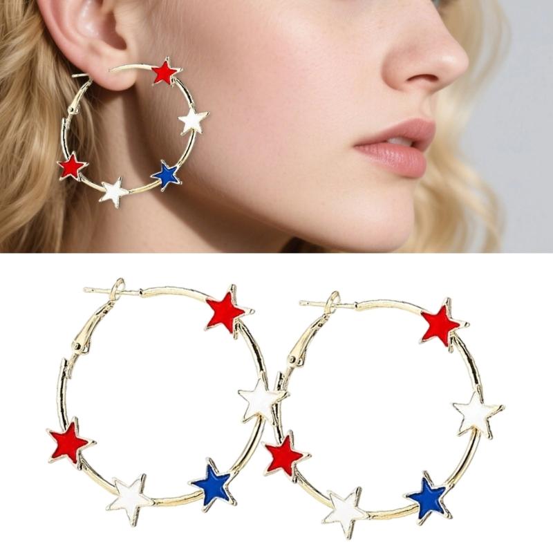 Stylish Five Point Star Ear Hoops Comfortable Alloy Jewelry for Sensitive Skin Portable