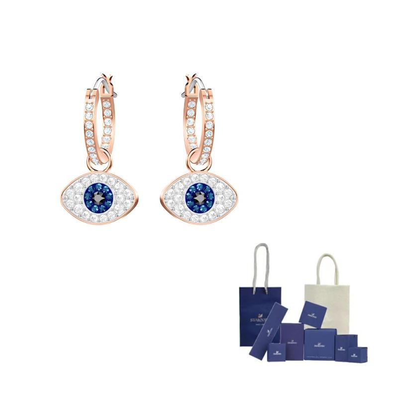 Swarovski Evil Eye Pendant Hoop Earrings
