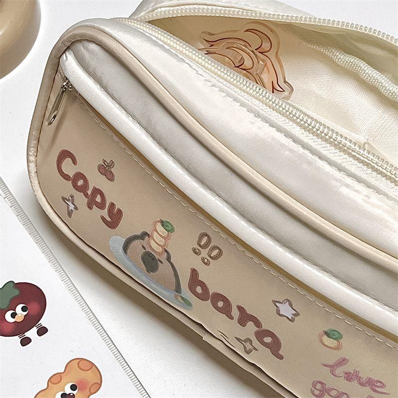 Roztomilé Koťátko Poslouchající Hudbu Penál Přenosný Velkokapacitní Kawaii Kočka Dívka Taška na Pera Kancelářské Školní Potřeby