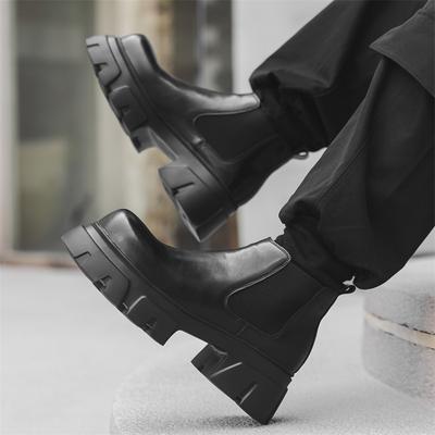 England Style Mens Fashion Punk Rock Chelsea Boots  Designer Shoes Cowboy Genuine Leather Boot Cool Platform Ankle Botas