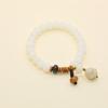 Natural White & Creamy Yellow Jade Bodhi Root Double-Strand Bracelet - New Chinese Design for Women