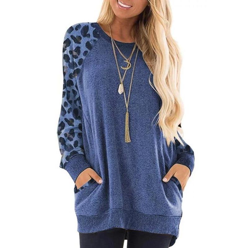 YYFS Women's Fashion Casual Spring Fall Colour Block Print Long Sleeve O-Neck Blouses & Shirts