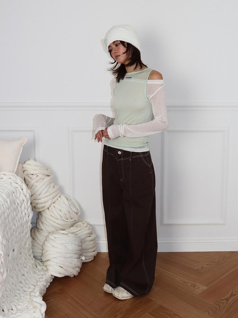 MEENDERI 2Way Sheer Layered Top - White