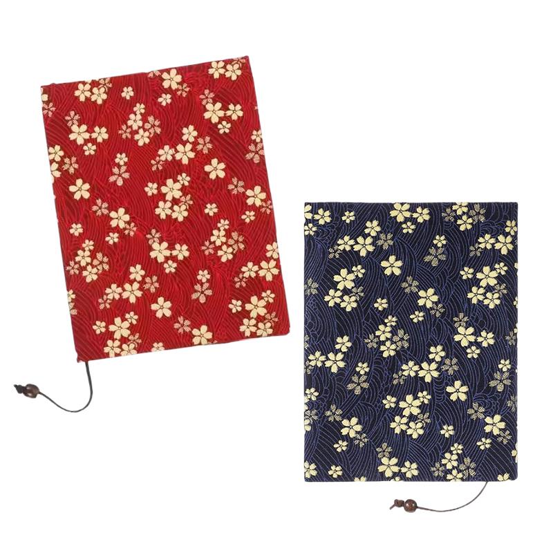 A5 Adjustable Floral Book Cover Handmade Cotton Linen Fabric Washable Water-Resistant Protector for Notebook Textbook Office Gif