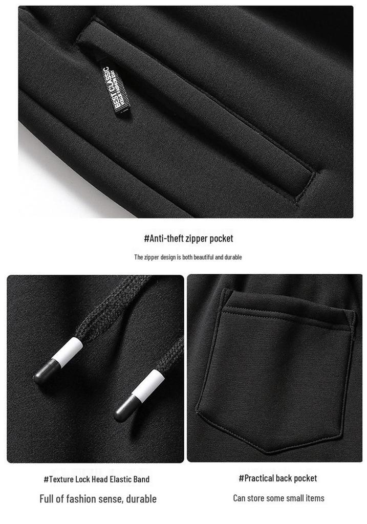 Men's Fleece-Lined Winter Sweatpants with Two-Way Zipper