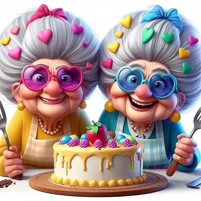 

Забавная пожилая пара 5D DIY Алмазная живопись Портрет Новинка 2024 Полная алмазная вышивка Дерзкая счастливая бабушка Ручная мозаика Домашнее искусство Full Round 25x25CM