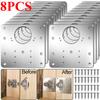 8Pcs Hinge Repair Plate Cabinet Furniture Drawer Table Scharnier Stainless Steel Household Hardware Hinge Fixing Brace Bracket