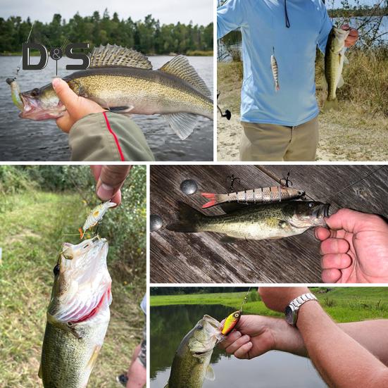7,5 cm/12 g Leddelt VIB Fiskeagn med Kroker Realistisk 2-delt Svømmeagn Hardt Kunstig Agn Ferskvann Saltvann Fiskeutstyr