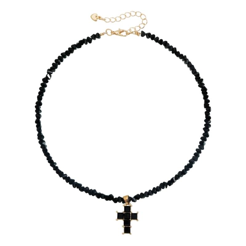 Stylish Crucifix Pendant Neckchain Religious Charm Necklace Alloy Neck Chain Comfortable Wear For Daily Occasion чёрный