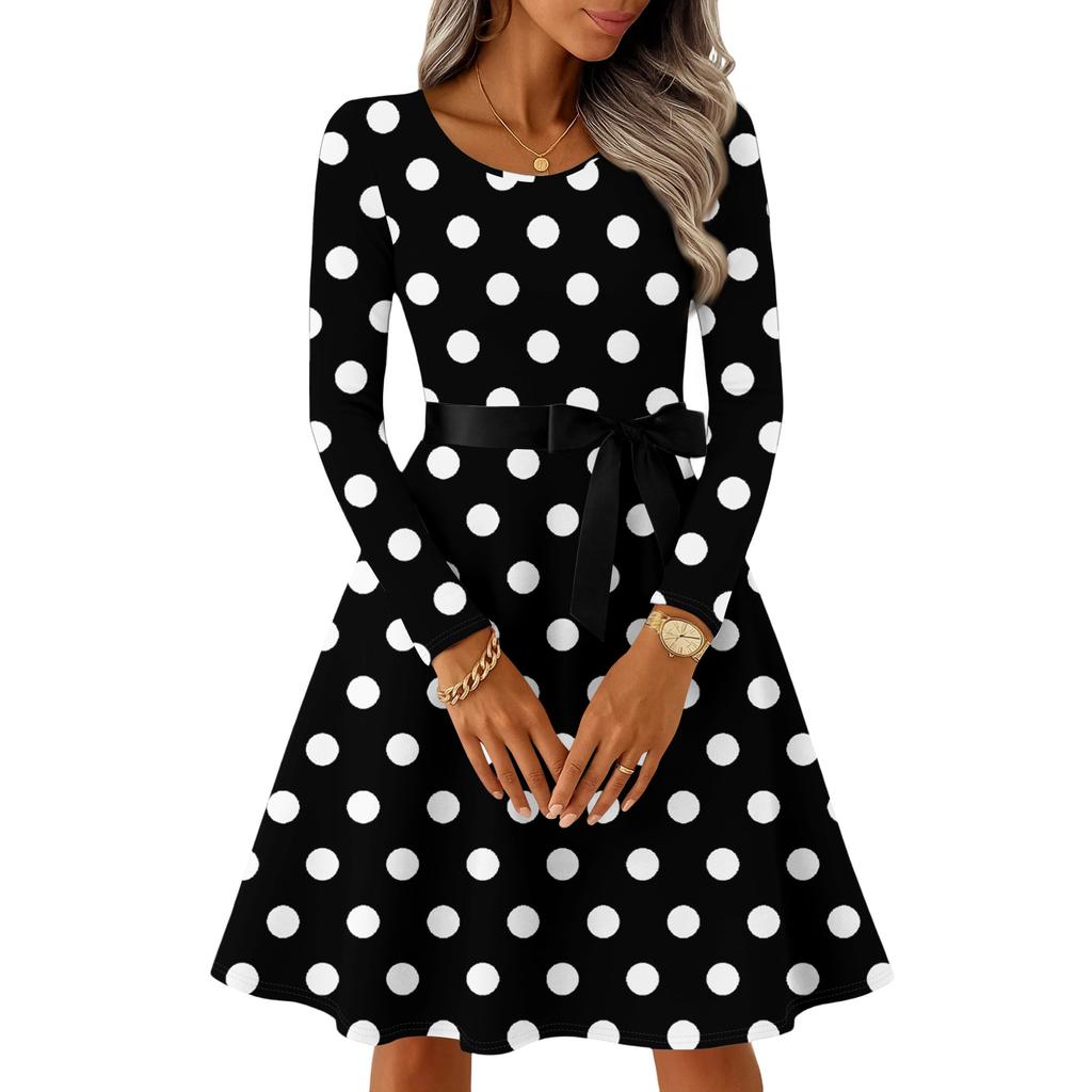 Women's Casual Fashion Long Sleeve Vintage Long Dresses