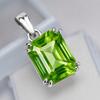 Natural Green Peridot Pendant 925 Sterling Silver 18 ct Emerald Cut Gemstone Jewelry Gift