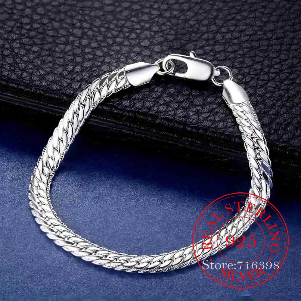 

925 Sterling Silver Bracelet 5MM 18CM/20CM Braided Pattern For Women Men Fashion Chain Wedding Party Engagement Jewelry Gift 20cm